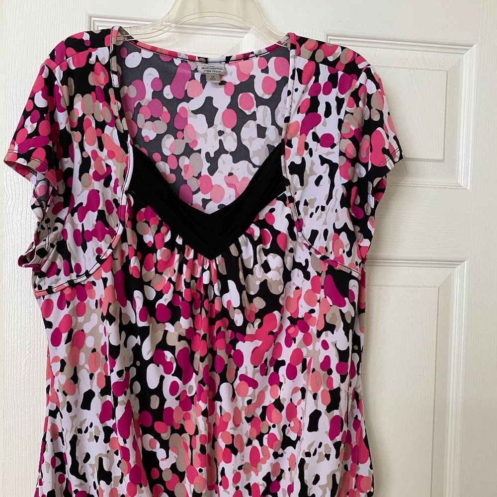 Pink, Black and White Blouse